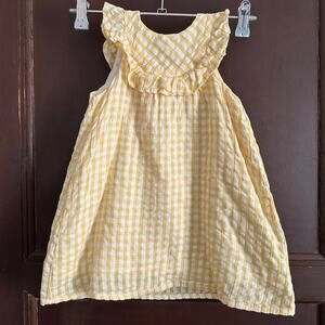 JANIE and JACK | Girls Yellow Gingham Cotton Ruffle Sleeve Sundress | 18 Months